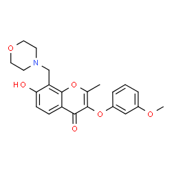 ChemSpider 2D Image | 7-Hydroxy-3-(3-methoxyphenoxy)-2-methyl-8-(4-morpholinylmethyl)-4H-chromen-4-one | C22H23NO6