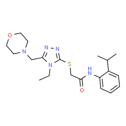 ChemSpider 2D Image | 2-{[4-Ethyl-5-(4-morpholinylmethyl)-4H-1,2,4-triazol-3-yl]sulfanyl}-N-(2-isopropylphenyl)acetamide | C20H29N5O2S