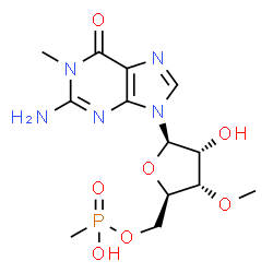 ChemSpider 2D Image | 5'-O-[Hydroxy(methyl)phosphoryl]-1-methyl-3'-O-methylguanosine | C13H20N5O7P