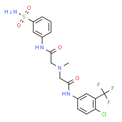 ChemSpider 2D Image | 2-[(2-{[4-Chloro-3-(trifluoromethyl)phenyl]amino}-2-oxoethyl)(methyl)amino]-N-(3-sulfamoylphenyl)acetamide | C18H18ClF3N4O4S