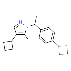 ChemSpider 2D Image | 4-Cyclobutyl-1-[1-(4-cyclobutylphenyl)ethyl]-5-iodo-1H-pyrazole | C19H23IN2