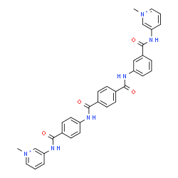 ChemSpider 2D Image | 1-Methyl-3-[(3-{[4-({4-[(1-methyl-3-pyridiniumyl)carbamoyl]phenyl}carbamoyl)benzoyl]amino}benzoyl)amino]pyridinium | C34H30N6O4