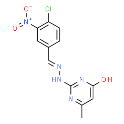 ChemSpider 2D Image | 2-[(2E)-2-(4-Chloro-3-nitrobenzylidene)hydrazino]-6-methyl-4(1H)-pyrimidinone | C12H10ClN5O3