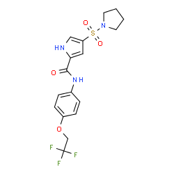 ChemSpider 2D Image | 4-(1-Pyrrolidinylsulfonyl)-N-[4-(2,2,2-trifluoroethoxy)phenyl]-1H-pyrrole-2-carboxamide | C17H18F3N3O4S