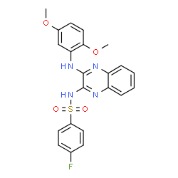 ChemSpider 2D Image | N-{3-[(2,5-Dimethoxyphenyl)amino]-2-quinoxalinyl}-4-fluorobenzenesulfonamide | C22H19FN4O4S