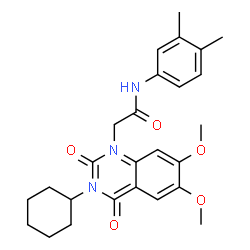 ChemSpider 2D Image | 1(2H)-quinazolineacetamide, 3-cyclohexyl-N-(3,4-dimethylphenyl)-3,4-dihydro-6,7-dimethoxy-2,4-dioxo- | C26H31N3O5
