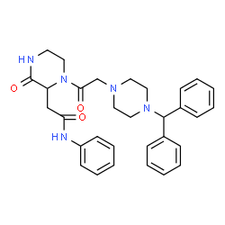 ChemSpider 2D Image | 2-(1-{[4-(Diphenylmethyl)-1-piperazinyl]acetyl}-3-oxo-2-piperazinyl)-N-phenylacetamide | C31H35N5O3