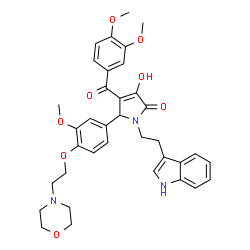 ChemSpider 2D Image | 4-(3,4-Dimethoxybenzoyl)-3-hydroxy-1-[2-(1H-indol-3-yl)ethyl]-5-{3-methoxy-4-[2-(4-morpholinyl)ethoxy]phenyl}-1,5-dihydro-2H-pyrrol-2-one | C36H39N3O8