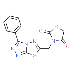 ChemSpider 2D Image | 3-[(3-Phenyl[1,2,4]triazolo[3,4-b][1,3,4]thiadiazol-6-yl)methyl]-1,3-thiazolidine-2,4-dione | C13H9N5O2S2