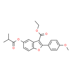 ChemSpider 2D Image | Ethyl 5-(isobutyryloxy)-2-(4-methoxyphenyl)-1-benzofuran-3-carboxylate | C22H22O6