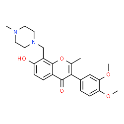ChemSpider 2D Image | 3-(3,4-Dimethoxyphenyl)-7-hydroxy-2-methyl-8-[(4-methyl-1-piperazinyl)methyl]-4H-chromen-4-one | C24H28N2O5