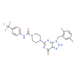 ChemSpider 2D Image | 4-[3-(2,5-Dimethylbenzyl)-7-oxo-3,7-dihydro-2H-[1,2,3]triazolo[4,5-d]pyrimidin-5-yl]-N-[4-(trifluoromethyl)phenyl]-1-piperidinecarboxamide | C26H26F3N7O2