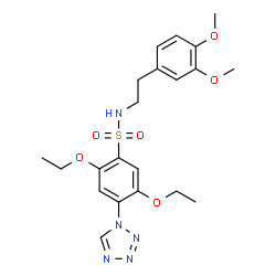 ChemSpider 2D Image | N-[2-(3,4-Dimethoxy-phenyl)-ethyl]-2,5-diethoxy-4-tetrazol-1-yl-benzenesulfonamide | C21H27N5O6S