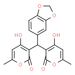 ChemSpider 2D Image | 3,3'-(1,3-Benzodioxol-5-ylmethylene)bis(4-hydroxy-6-methyl-2H-pyran-2-one) | C20H16O8