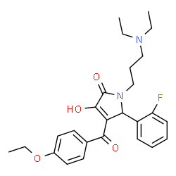 ChemSpider 2D Image | 1-[3-(Diethylamino)propyl]-4-(4-ethoxybenzoyl)-5-(2-fluorophenyl)-3-hydroxy-1,5-dihydro-2H-pyrrol-2-one | C26H31FN2O4