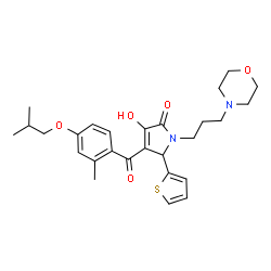ChemSpider 2D Image | 3-Hydroxy-4-(4-isobutoxy-2-methylbenzoyl)-1-[3-(4-morpholinyl)propyl]-5-(2-thienyl)-1,5-dihydro-2H-pyrrol-2-one | C27H34N2O5S