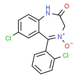 ChemSpider 2D Image | 7-Chloro-5-(2-chlorophenyl)-1,3-dihydro-2H-1,4-benzodiazepin-2-one 4-oxide | C15H10Cl2N2O2
