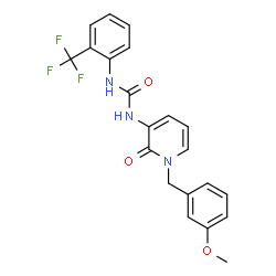 ChemSpider 2D Image | 1-[1-(3-Methoxybenzyl)-2-oxo-1,2-dihydro-3-pyridinyl]-3-[2-(trifluoromethyl)phenyl]urea | C21H18F3N3O3