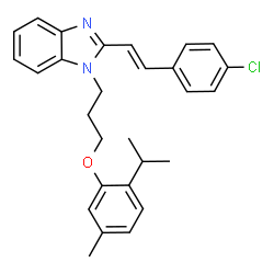 ChemSpider 2D Image | 2-[(E)-2-(4-Chlorophenyl)vinyl]-1-[3-(2-isopropyl-5-methylphenoxy)propyl]-1H-benzimidazole | C28H29ClN2O