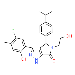 ChemSpider 2D Image | 3-(5-Chloro-2-hydroxy-4-methylphenyl)-5-(2-hydroxyethyl)-4-(4-isopropylphenyl)-4,5-dihydropyrrolo[3,4-c]pyrazol-6(1H)-one | C23H24ClN3O3