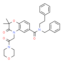 ChemSpider 2D Image | N-Benzyl-2,2-dimethyl-4-[2-(4-morpholinyl)-2-oxoethyl]-3-oxo-N-(2-phenylethyl)-3,4-dihydro-2H-1,4-benzoxazine-6-carboxamide | C32H35N3O5