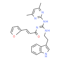 ChemSpider 2D Image | (2E)-N-[(E)-[(4,6-Dimethyl-2-pyrimidinyl)amino]{[2-(1H-indol-3-yl)ethyl]amino}methylene]-3-(2-furyl)acrylamide | C24H24N6O2