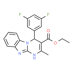 ChemSpider 2D Image | Ethyl 4-(3,5-difluorophenyl)-2-methyl-1,4-dihydropyrimido[1,2-a]benzimidazole-3-carboxylate | C20H17F2N3O2