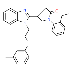 ChemSpider 2D Image | 4-{1-[2-(2,5-Dimethylphenoxy)ethyl]-1H-benzimidazol-2-yl}-1-(2-ethylphenyl)-2-pyrrolidinone | C29H31N3O2