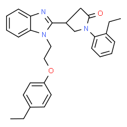 ChemSpider 2D Image | 4-{1-[2-(4-Ethylphenoxy)ethyl]-1H-benzimidazol-2-yl}-1-(2-ethylphenyl)-2-pyrrolidinone | C29H31N3O2