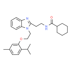 ChemSpider 2D Image | N-(2-{1-[2-(2-Isopropyl-5-methylphenoxy)ethyl]-1H-benzimidazol-2-yl}ethyl)cyclohexanecarboxamide | C28H37N3O2