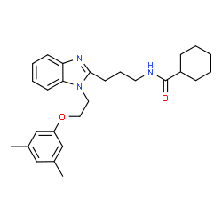 ChemSpider 2D Image | N-(3-{1-[2-(3,5-Dimethylphenoxy)ethyl]-1H-benzimidazol-2-yl}propyl)cyclohexanecarboxamide | C27H35N3O2