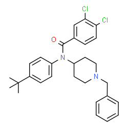 ChemSpider 2D Image | N-(1-Benzyl-4-piperidinyl)-3,4-dichloro-N-[4-(2-methyl-2-propanyl)phenyl]benzamide | C29H32Cl2N2O