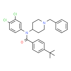 ChemSpider 2D Image | N-(1-Benzyl-4-piperidinyl)-N-(3,4-dichlorophenyl)-4-(2-methyl-2-propanyl)benzamide | C29H32Cl2N2O