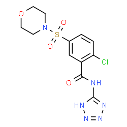 ChemSpider 2D Image | 2-Chloro-5-(4-morpholinylsulfonyl)-N-(1H-tetrazol-5-yl)benzamide | C12H13ClN6O4S
