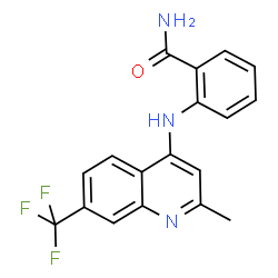 ChemSpider 2D Image | 2-{[2-Methyl-7-(trifluoromethyl)-4-quinolinyl]amino}benzamide | C18H14F3N3O