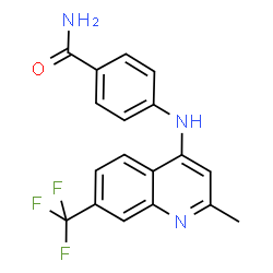 ChemSpider 2D Image | 4-{[2-Methyl-7-(trifluoromethyl)-4-quinolinyl]amino}benzamide | C18H14F3N3O