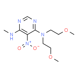 ChemSpider 2D Image | N,N-Bis(2-methoxyethyl)-N'-methyl-5-nitropyrimidine-4,6-diamine | C11H19N5O4