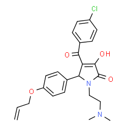ChemSpider 2D Image | 5-[4-(Allyloxy)phenyl]-4-(4-chlorobenzoyl)-1-[2-(dimethylamino)ethyl]-3-hydroxy-1,5-dihydro-2H-pyrrol-2-one | C24H25ClN2O4
