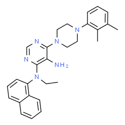 ChemSpider 2D Image | 6-[4-(2,3-Dimethylphenyl)-1-piperazinyl]-N~4~-ethyl-N~4~-(1-naphthyl)-4,5-pyrimidinediamine | C28H32N6