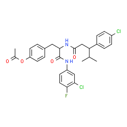 ChemSpider 2D Image | 4-(3-[(3-Chloro-4-fluorophenyl)amino]-2-{[3-(4-chlorophenyl)-4-methylpentanoyl]amino}-3-oxopropyl)phenyl acetate | C29H29Cl2FN2O4