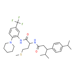 ChemSpider 2D Image | N~2~-[3-(4-Isopropylphenyl)-4-methylpentanoyl]-N-[2-(1-piperidinyl)-5-(trifluoromethyl)phenyl]methioninamide | C32H44F3N3O2S