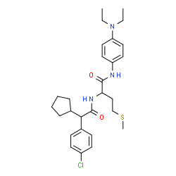 ChemSpider 2D Image | N~2~-[(4-Chlorophenyl)(cyclopentyl)acetyl]-N-[4-(diethylamino)phenyl]methioninamide | C28H38ClN3O2S