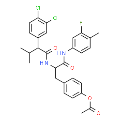 ChemSpider 2D Image | 4-(2-{[2-(3,4-Dichlorophenyl)-3-methylbutanoyl]amino}-3-[(3-fluoro-4-methylphenyl)amino]-3-oxopropyl)phenyl acetate | C29H29Cl2FN2O4