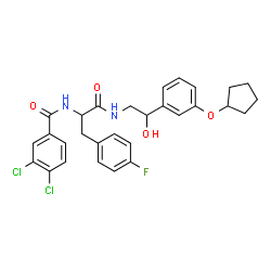 ChemSpider 2D Image | N-{2-[3-(Cyclopentyloxy)phenyl]-2-hydroxyethyl}-Nalpha-(3,4-dichlorobenzoyl)-4-fluorophenylalaninamide | C29H29Cl2FN2O4