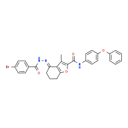 ChemSpider 2D Image | (4E)-4-[(4-Bromobenzoyl)hydrazono]-3-methyl-N-(4-phenoxyphenyl)-4,5,6,7-tetrahydro-1-benzofuran-2-carboxamide | C29H24BrN3O4