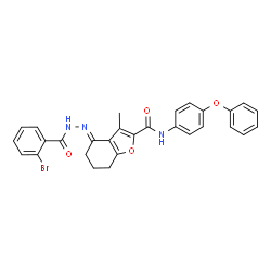 ChemSpider 2D Image | (4E)-4-[(2-Bromobenzoyl)hydrazono]-3-methyl-N-(4-phenoxyphenyl)-4,5,6,7-tetrahydro-1-benzofuran-2-carboxamide | C29H24BrN3O4