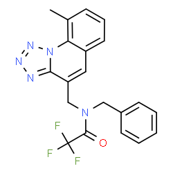 ChemSpider 2D Image | N-Benzyl-2,2,2-trifluoro-N-[(9-methyltetrazolo[1,5-a]quinolin-4-yl)methyl]acetamide | C20H16F3N5O