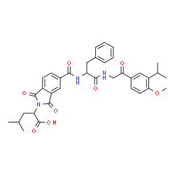ChemSpider 2D Image | Nalpha-{[2-(1-Carboxy-3-methylbutyl)-1,3-dioxo-2,3-dihydro-1H-isoindol-5-yl]carbonyl}-N-[2-(3-isopropyl-4-methoxyphenyl)-2-oxoethyl]phenylalaninamide | C36H39N3O8