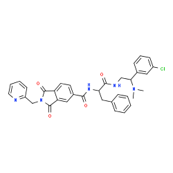 ChemSpider 2D Image | N-[2-(3-Chlorophenyl)-2-(dimethylamino)ethyl]-Nalpha-{[1,3-dioxo-2-(2-pyridinylmethyl)-2,3-dihydro-1H-isoindol-5-yl]carbonyl}phenylalaninamide | C34H32ClN5O4