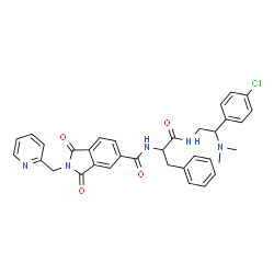 ChemSpider 2D Image | N-[2-(4-Chlorophenyl)-2-(dimethylamino)ethyl]-Nalpha-{[1,3-dioxo-2-(2-pyridinylmethyl)-2,3-dihydro-1H-isoindol-5-yl]carbonyl}phenylalaninamide | C34H32ClN5O4